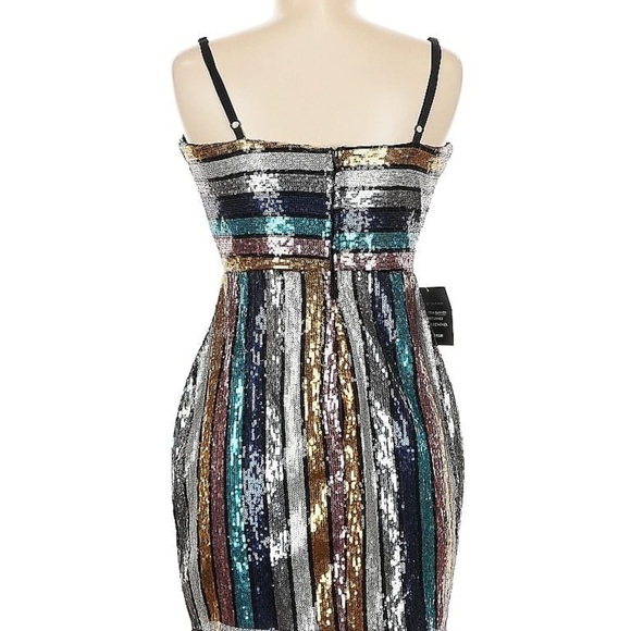 Charlotte Russe Silver Blue Sequin Bodycon Midi Dress - Picture 2 of 7